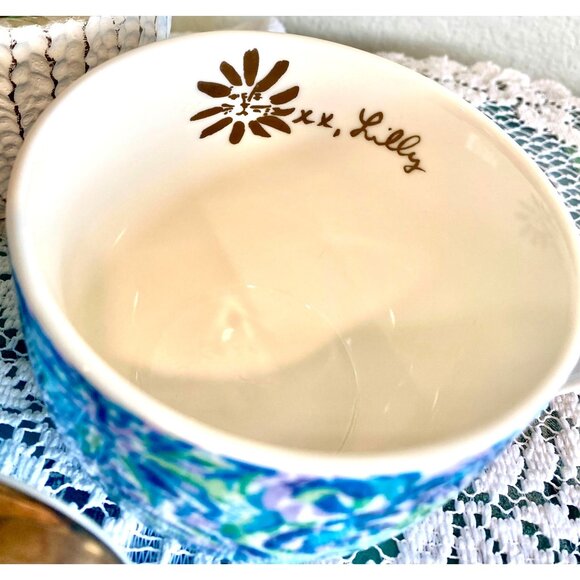 Lilly Pulitzer Mugs Coffee /Tea Hidden Lion Blue Purple Floral Set 2 - Picture 5 of 6